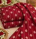 Deep Red Silver Butti Sequin Stripe Fabric