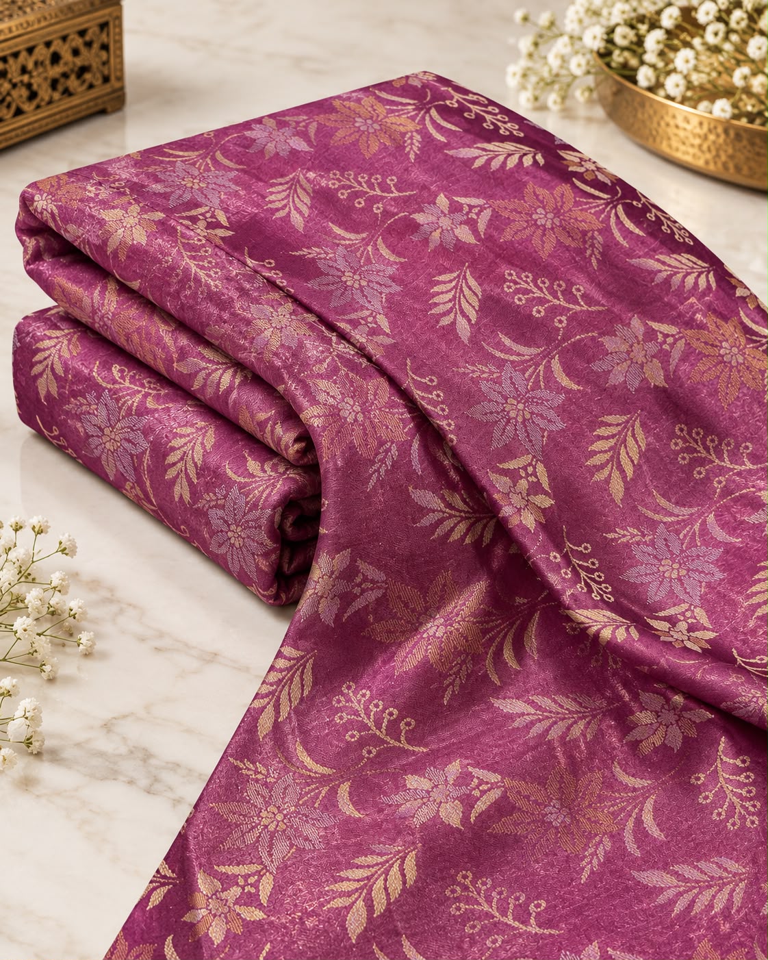 Berry Purple Floral Jacquard Fabric
