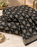 Black Multicolour Floral Brocade Silk Fabric