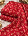 Festive Red Multicolour Floral Brocade Silk Fabric