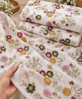 Ivory Floral Vine Embroidered Fabric