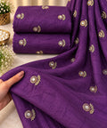 Royal Purple Mirror Butti Embroidered Organza