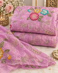 Royal Purple Metallic Floral Vine Embroidered Fabric