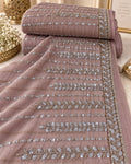 Vintage Purple Linear Leaf Sequin Embroidered Net