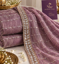 Dusty Mauve Linear Sequin Border Net