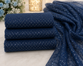 Midnight Navy Diamond Sequin Net Fabric