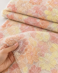 Pastel Garden Multicolour Floral Embellished Net Fabric