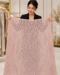 Blush Rose Pearl Wave Embellished Net Fabric