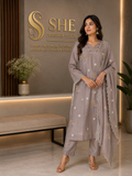Mint Blossom Embroidered Anarkali Set