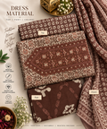 Mocha Heritage Embroidered Cotton Dress Material Set