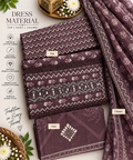 Plum Ethnic Mirror Work Cotton Dress Material Set