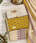 Mustard Ivory Paisley Cotton Dress Material Set