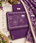 Royal Purple Floral Cotton Dress Material Set
