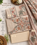 Beige Botanical Floral 3-Piece Dress Material
