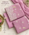 Lilac White Embroidered 3-Piece Dress Material