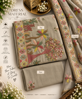 Taupe Tree of Life Embroidered Dress Material