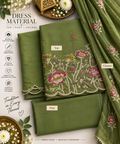 Olive Bloom Embroidered 3-Piece Dress Material