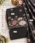 Black Blossom Embroidered 3-Piece Dress Material