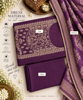 Royal Plum Embroidered Cotton Dress Material