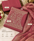 Dusty Rose Embroidered Cotton Dress Material