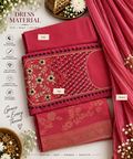 Ruby Red Hand-Embroidered Cotton Dress Material