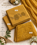 Mustard Gold Floral Embroidered Dress Material