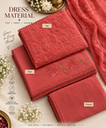 Coral Rose Tonal Embroidered Dress Material