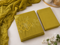 Mustard Olive Floral Embroidered 3 Piece Dress Material