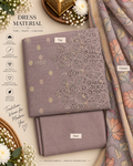 Mauve Grey Cutwork Embroidered 3 Piece Dress Material