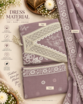Dusty Mauve Floral Lace Cotton Dress Material