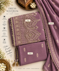 Dusty Plum Heritage Embroidered Dress Material