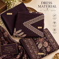 Deep Aubergine Botanical Embroidered Dress Material